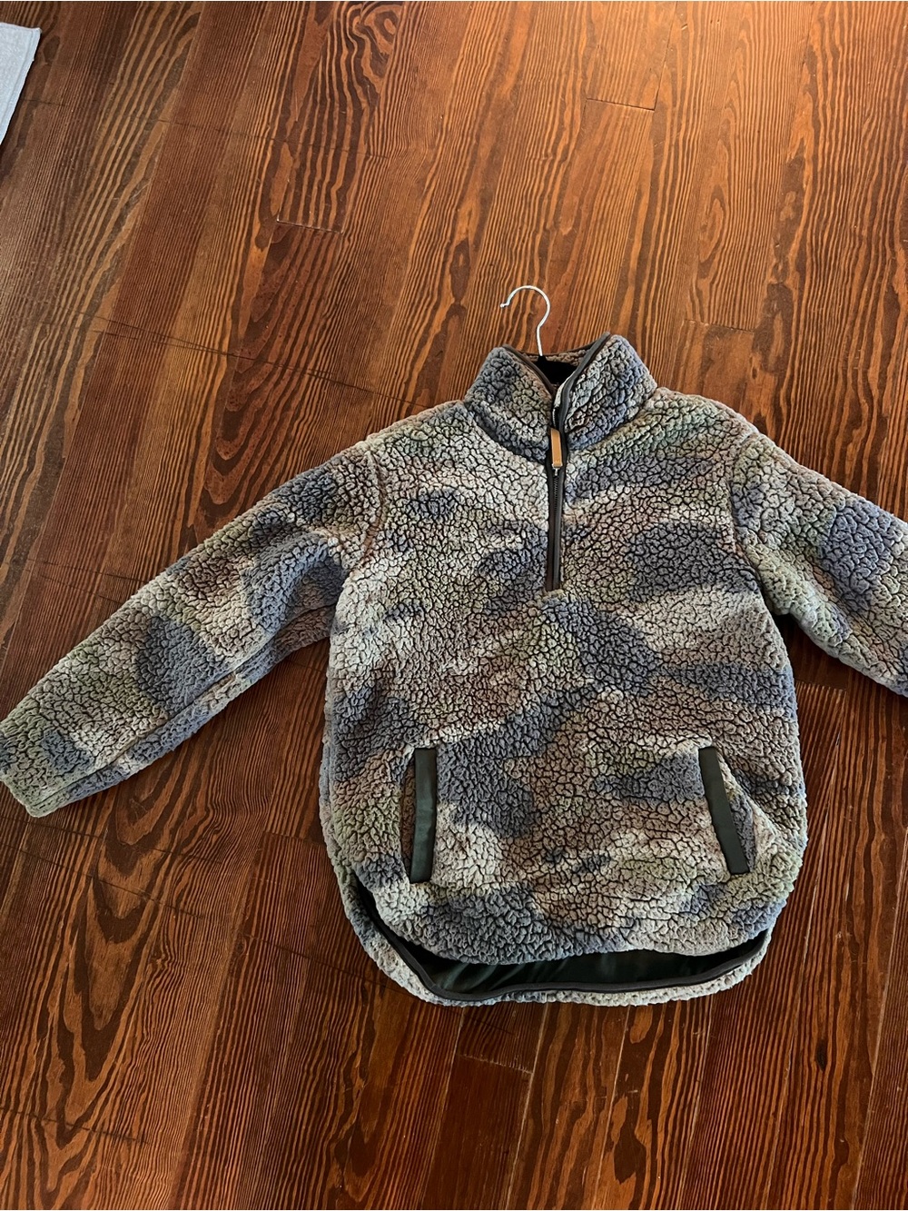 Z Supply Kids Plush Sherpa Quarter-Zip Hoodie - Blue, Gray, Cream
